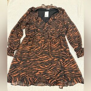 H&M Black and Orange Animal Print Dress